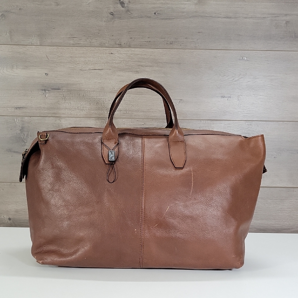 Officin Artigiana Brown Italian Leather Weekender Travel Bag